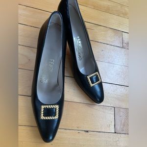 Black Ferragamo pumps
